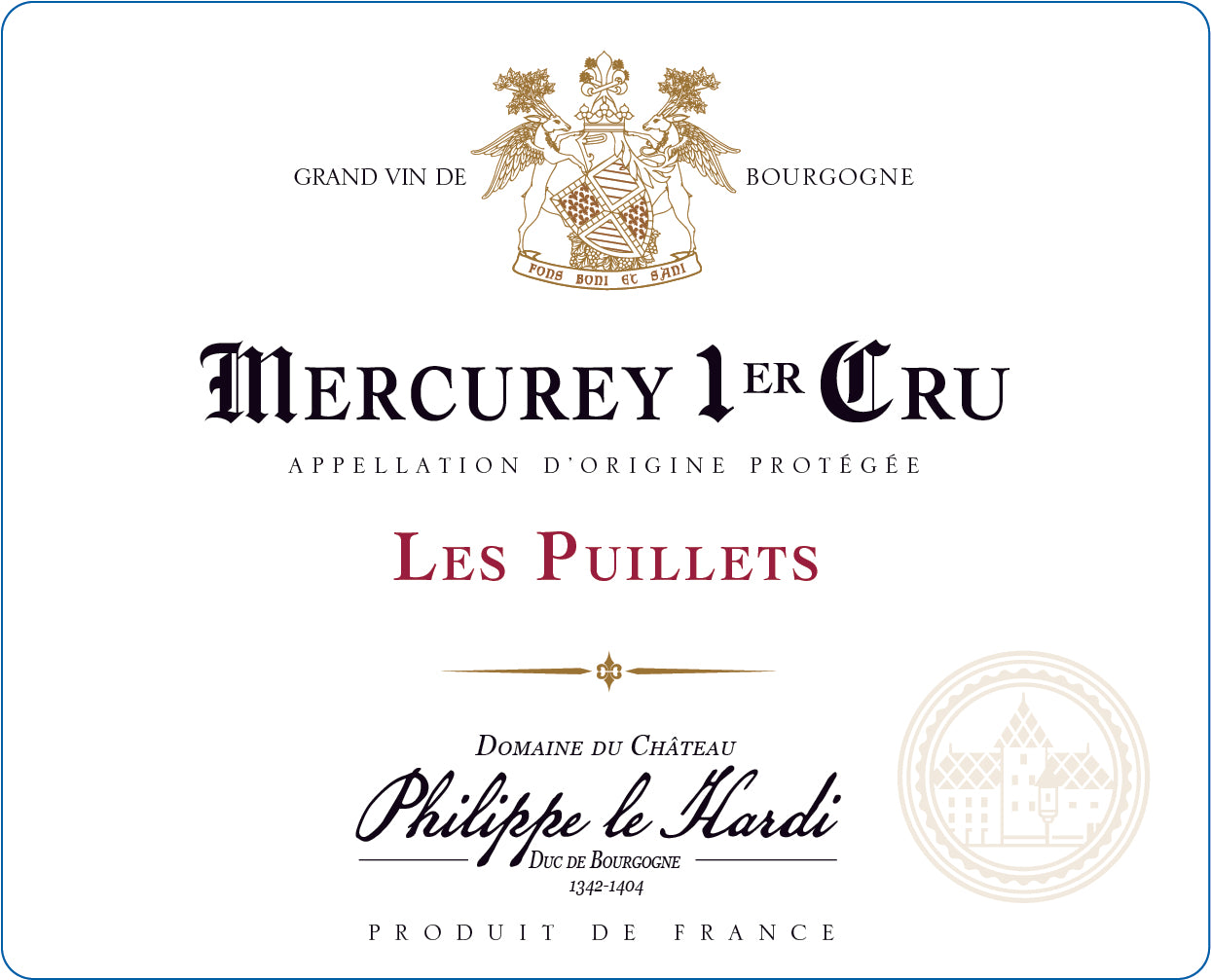 Philippe le Hardi Mercurey 1er Cru Rouge Les Puillets 2022
